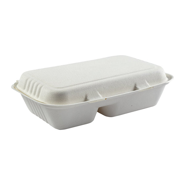 Large 3 Section Molded Fiber Hinged Lid Containers PLA Lined – PrimeWare by  AmerCareRoyal