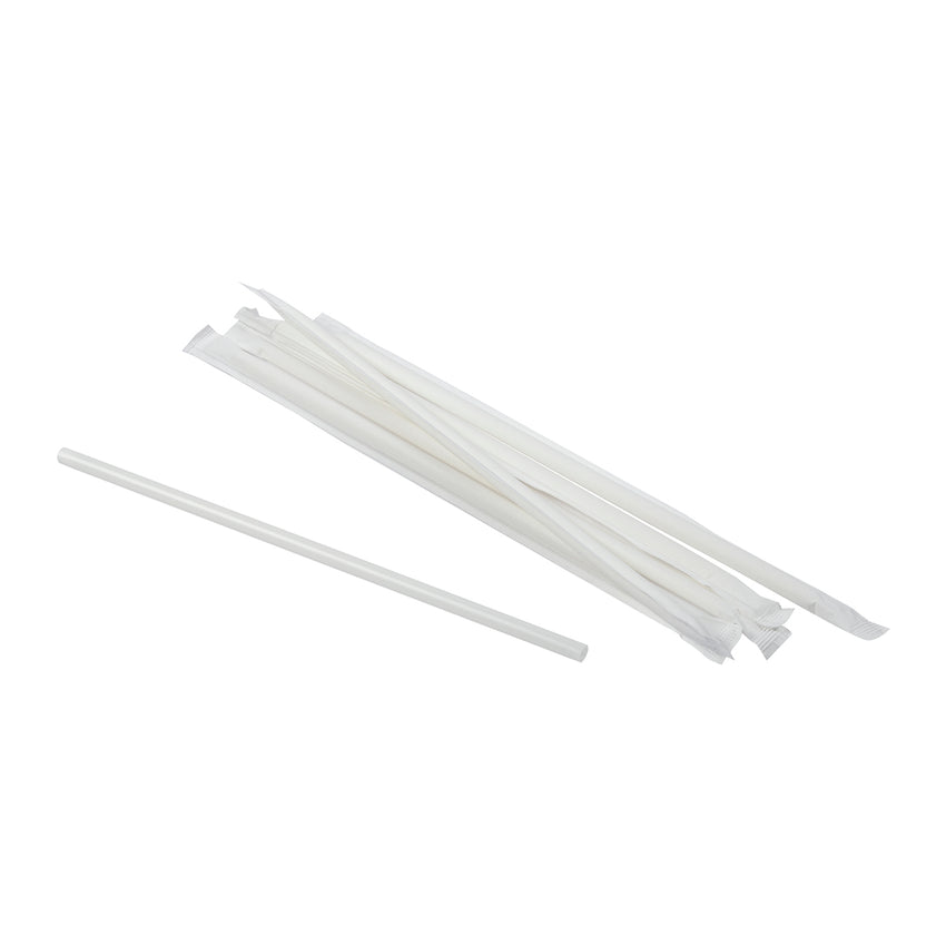 7.75" Clear Paper Wrapped Jumbo PLA Straws, Case of 6,000