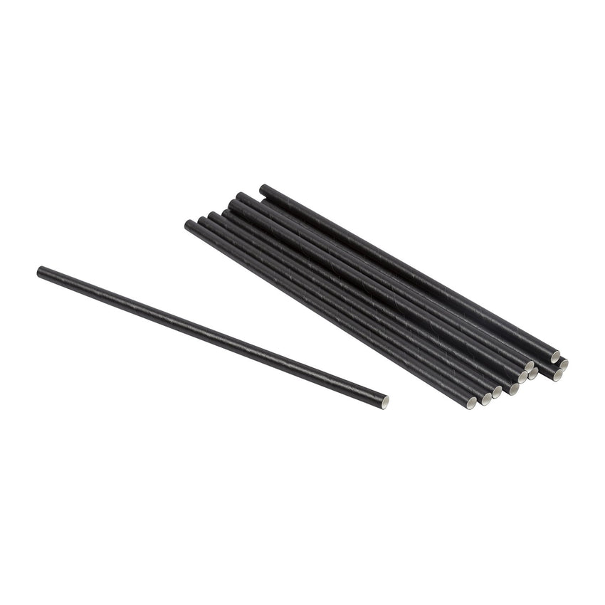 7.75" Jumbo Unwrapped Black Paper Straws