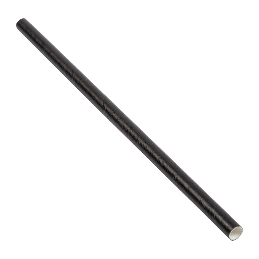 5.75" Black Unwrapped Cocktail Paper Straws, Case of 4,000