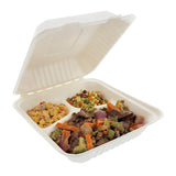 7.875 x 8 x 3.19" Medium 3 Section Molded Fiber Deep Hinged Lid Containers, Case of 200