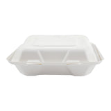 7.875 x 8 x 2.5" Medium Molded Fiber Hinged Lid Container - Front View