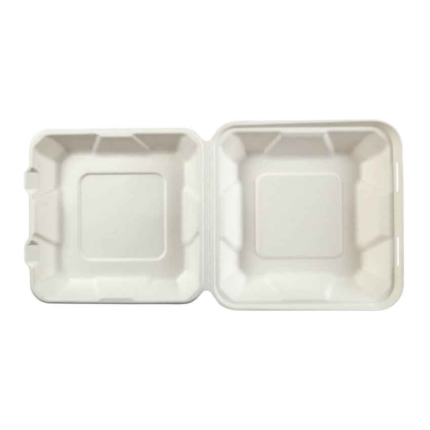 7.875 x 8 x 2.5" Medium Molded Fiber Hinged Lid Container - Top View