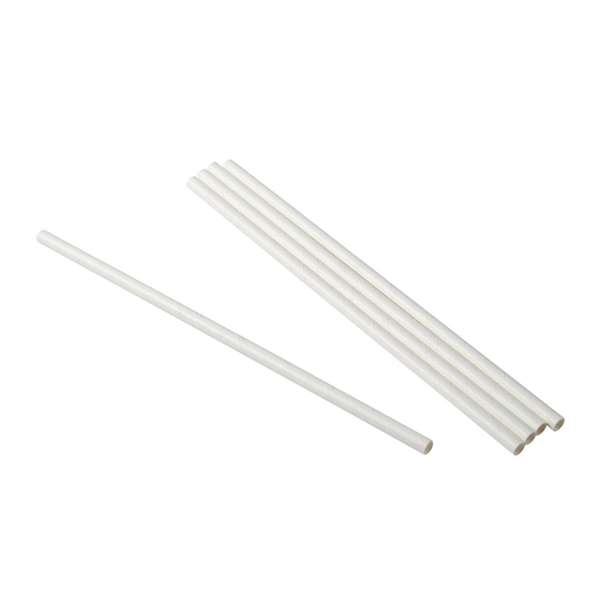 7.75" Jumbo Unwrapped White Paper Straws