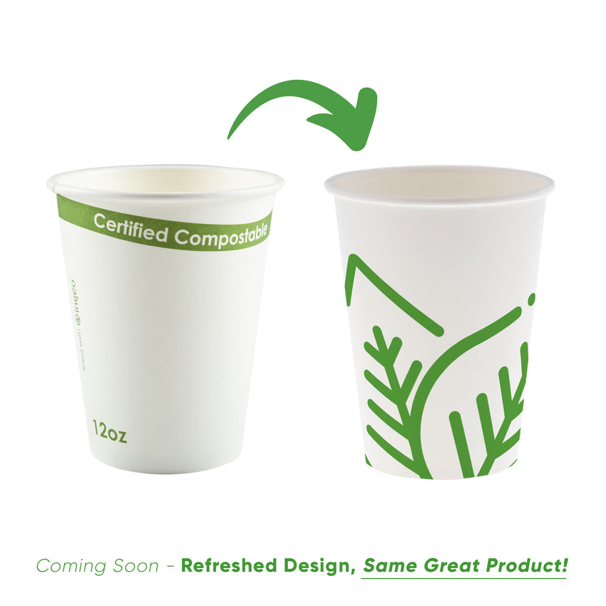 12 oz. White Compostable Cup PLA Lined