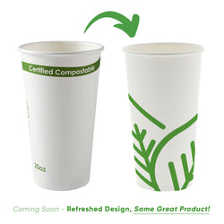 20 oz. White Compostable Cup PLA Lined