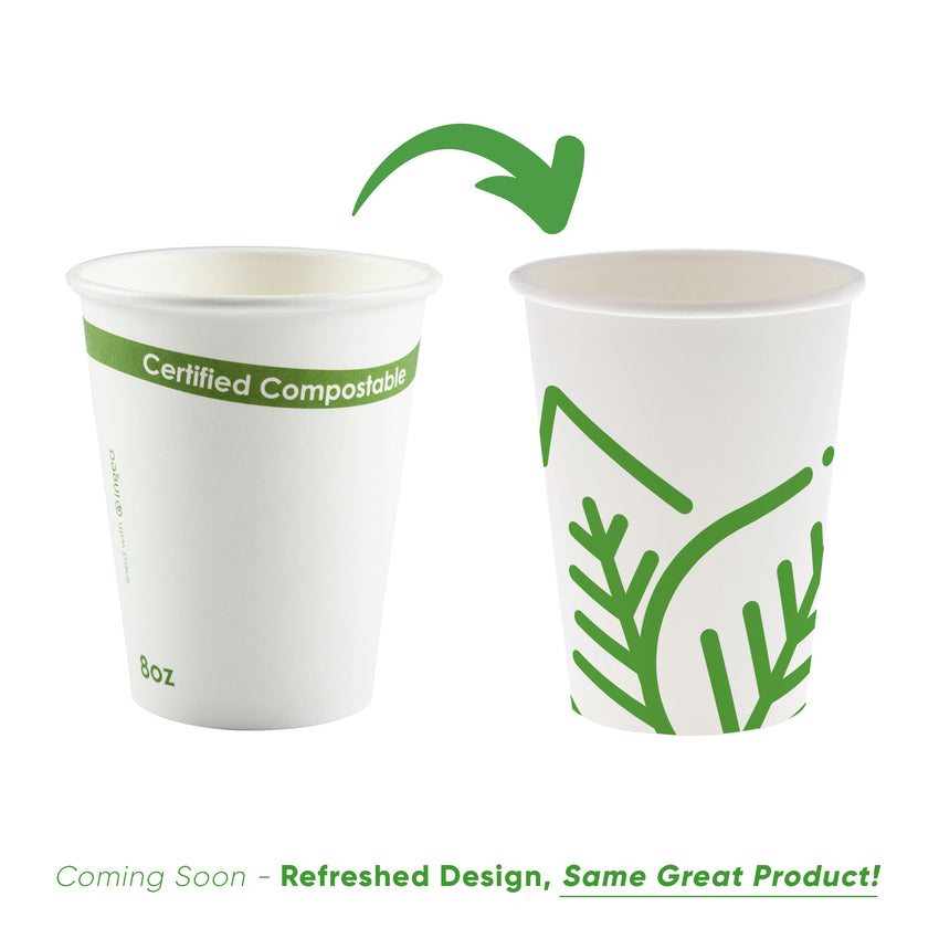 8 oz. White Compostable Cup PLA Lined